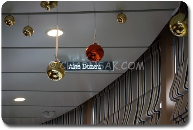 บนเพดานจะมีตำแหน่งว่ามีอะไรสำคัญอยู่ตรงหน้าต่างเราบ้าง ALTE DONAU = Old Danube